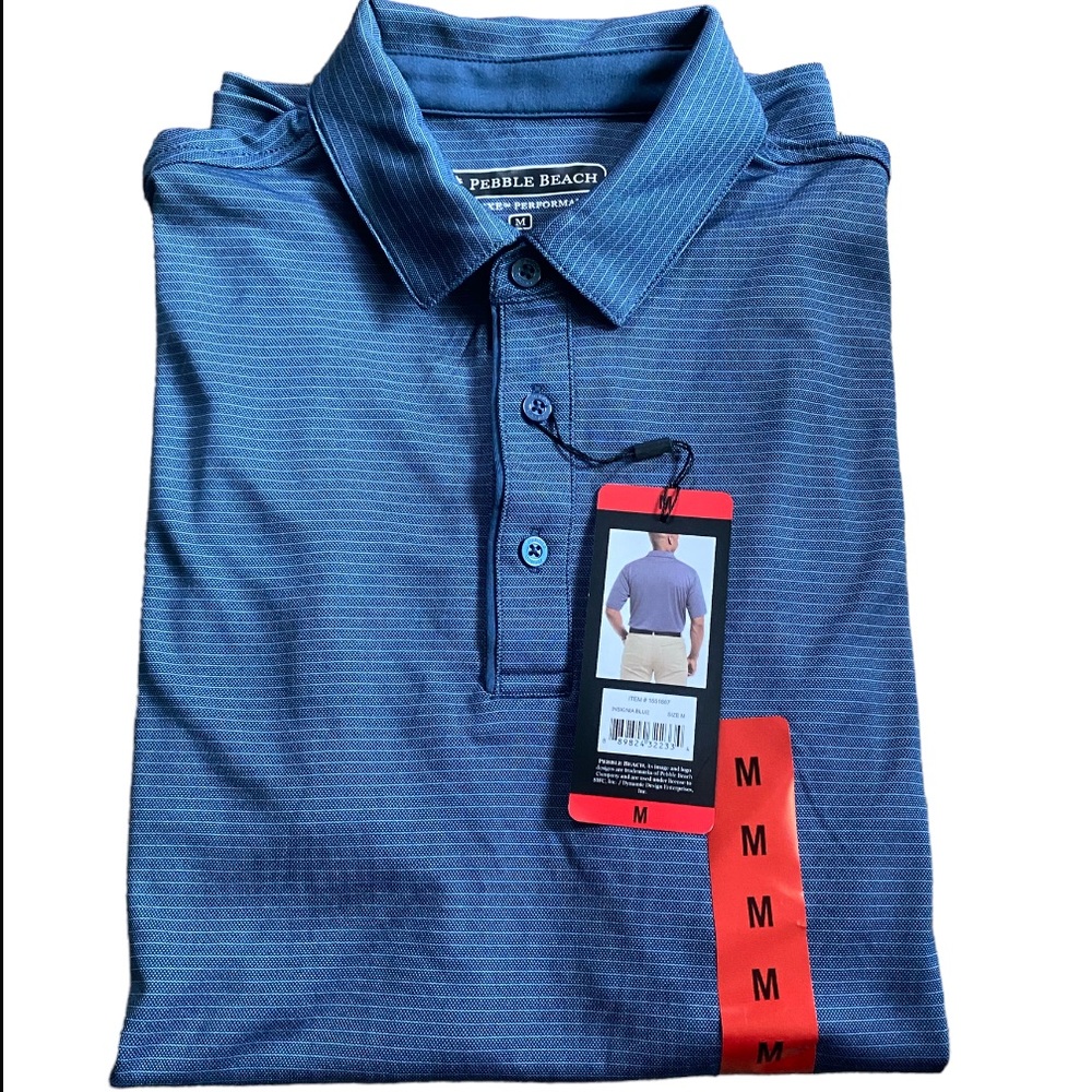 NWT pebble beach dry- luxe performance polo men’s size M golf shirt